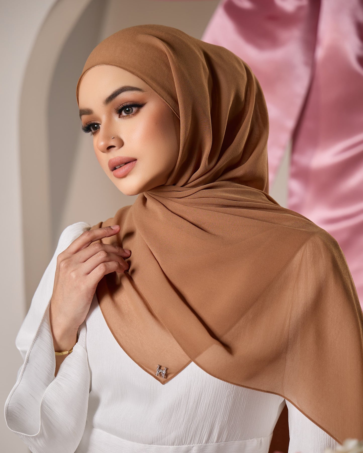 HANA CHIFFON SHAWL (TOFFEE)