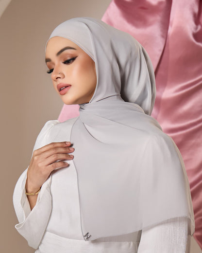 HANA CHIFFON SHAWL (LIGHT GREY)