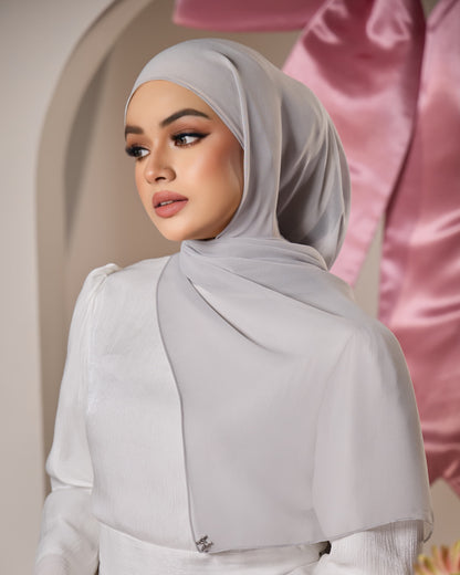 HANA CHIFFON SHAWL (LIGHT GREY)