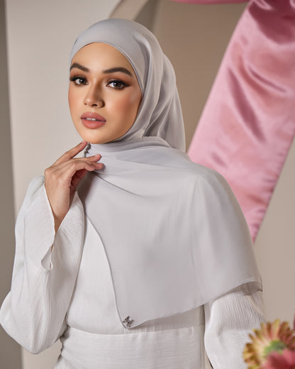 HANA CHIFFON SHAWL (LIGHT GREY)