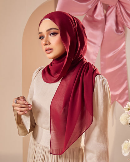 HANA CHIFFON SILK SHAWL (CHERRY)