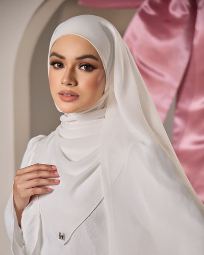 HANA CHIFFON SILK SHAWL (OFF WHITE)