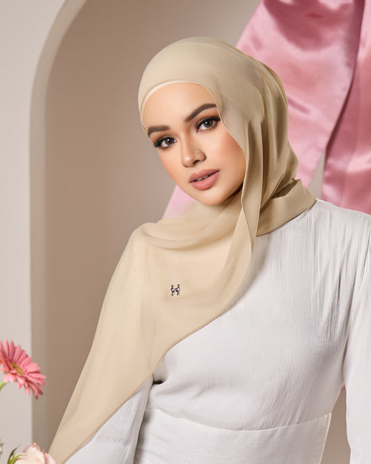 HANA CHIFFON SILK SHAWL (SAND)