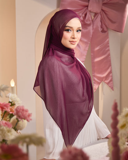 HANA CHIFFON SILK SHAWL (EGGPLANT)