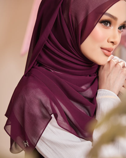 HANA CHIFFON SILK SHAWL (EGGPLANT)