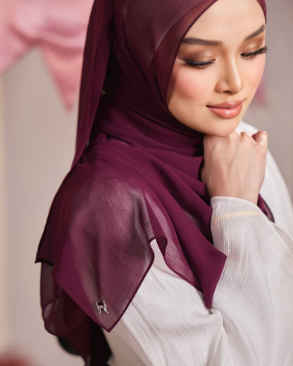 HANA CHIFFON SILK SHAWL (EGGPLANT)