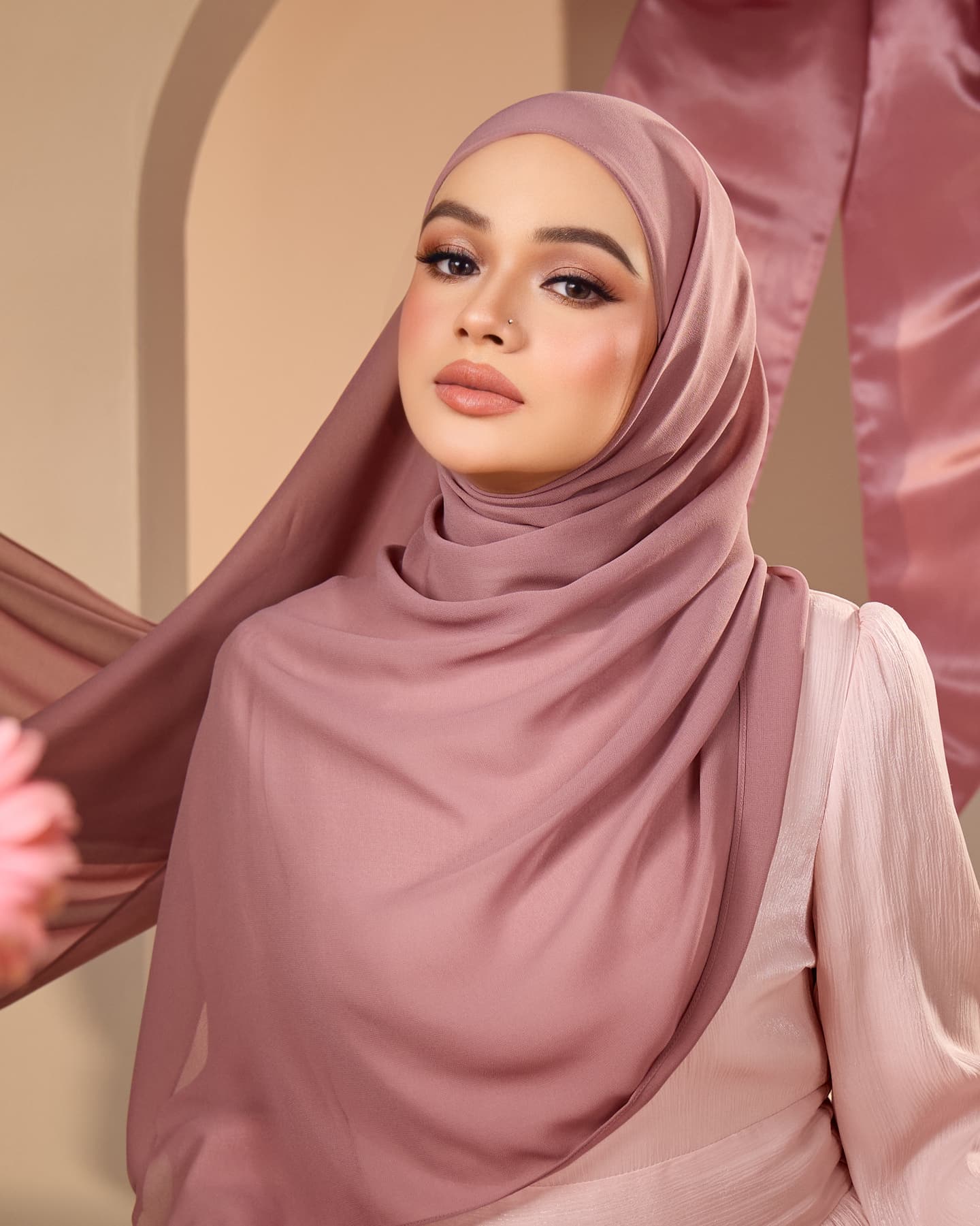 HANA CHIFFON SILK SHAWL (MAUAVE)