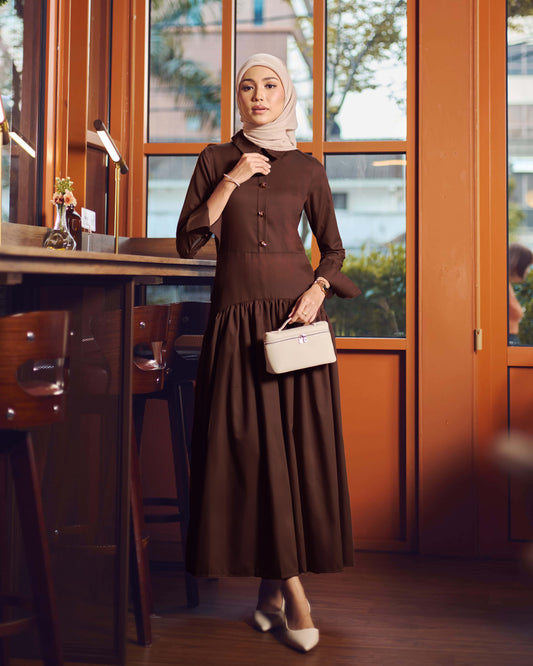 TUNIC TIERED DRESS (RICH BROWN)
