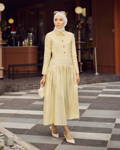 MINOR DEFECT TUNIC TIERED DRESS (YELLOW)