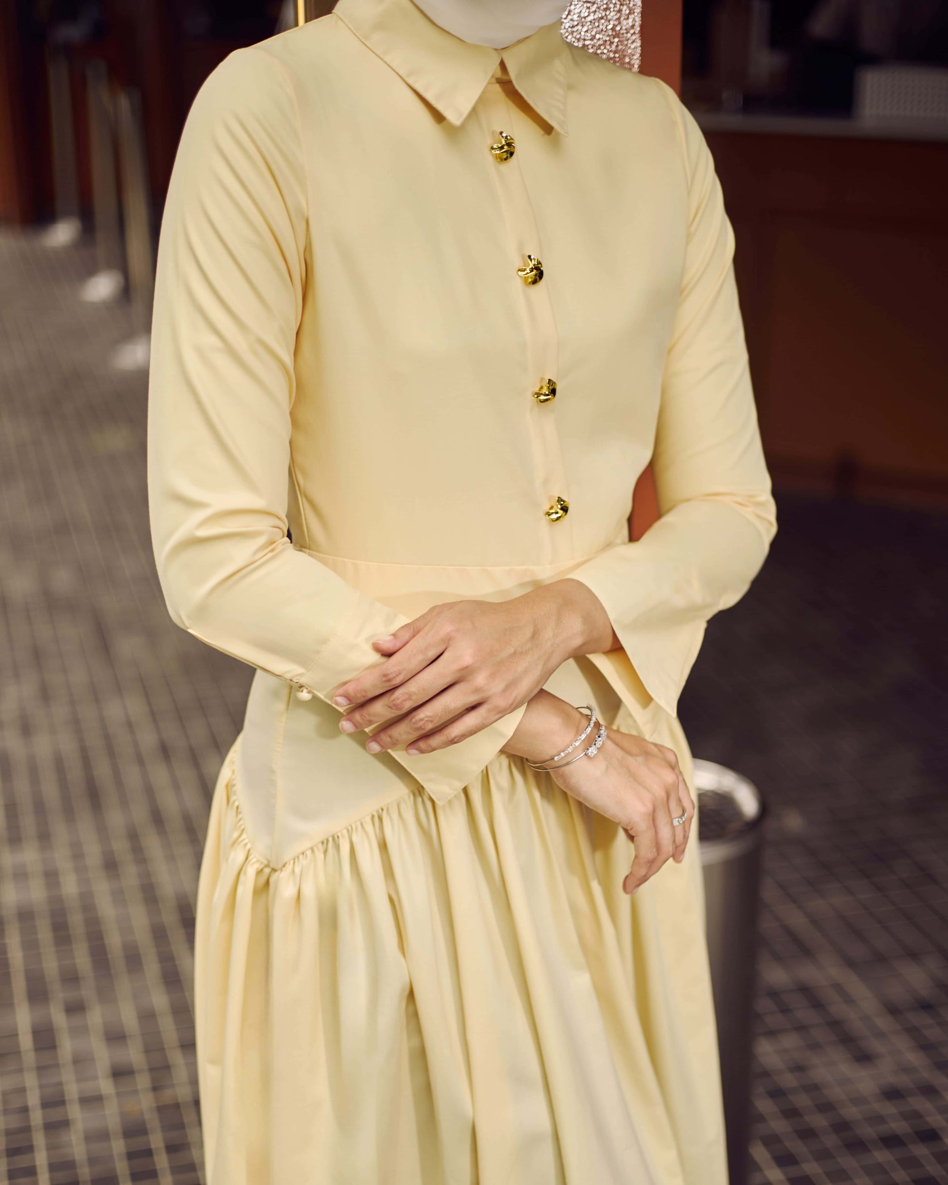 TUNIC TIERED DRESS (YELLOW) Hijabistahub TUNIC TIERED DRESS (YELLOW) Hijabistahub