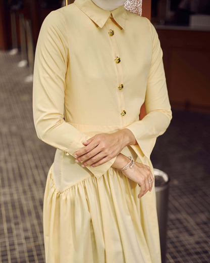 MINOR DEFECT TUNIC TIERED DRESS (YELLOW)