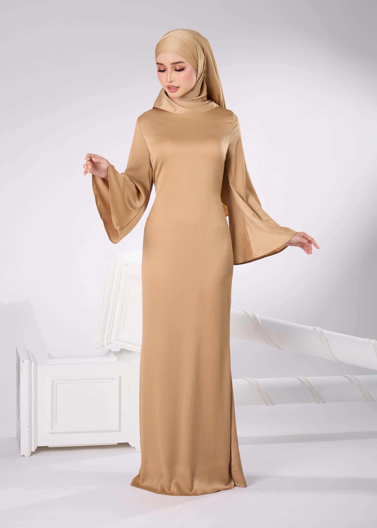 ELAINE LONG DRESS (KHAKI)