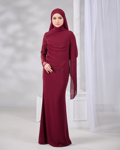 NADENE DRESS (BURGUNDY)