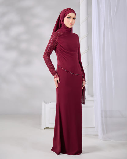 NADENE DRESS (BURGUNDY)