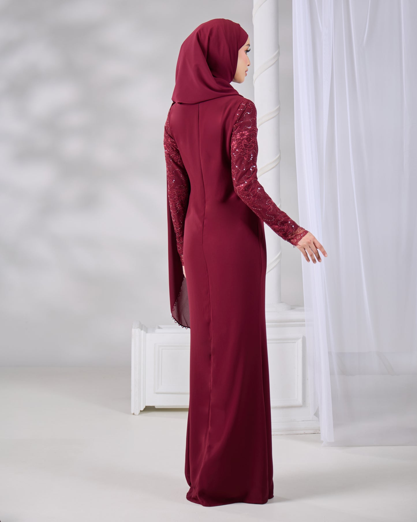 NADENE DRESS (BURGUNDY)