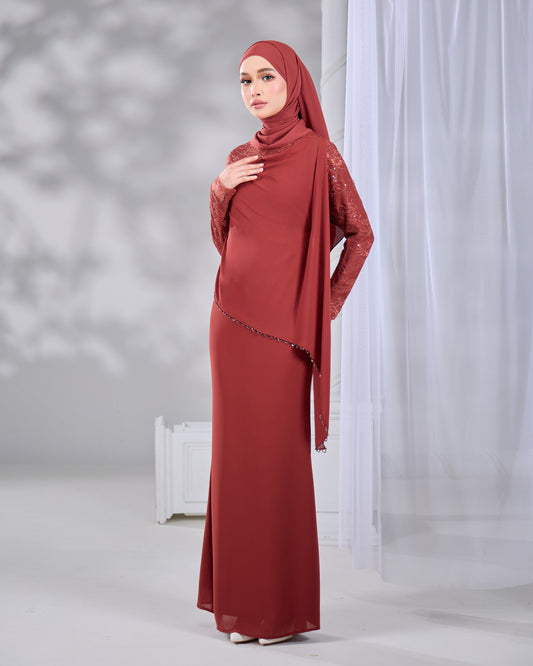 NADENE DRESS (RUSSET BROWN)