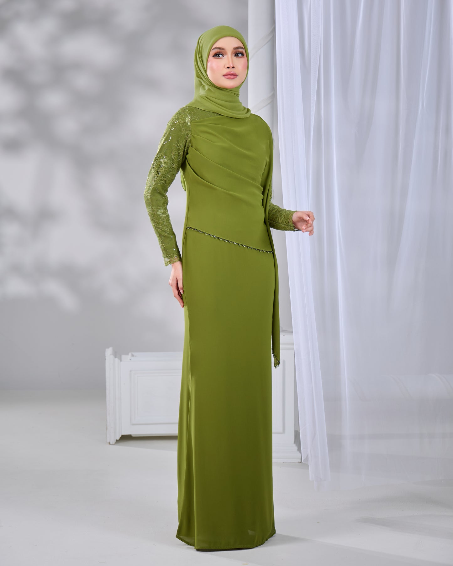NADENE DRESS (OLIVE GREEN)