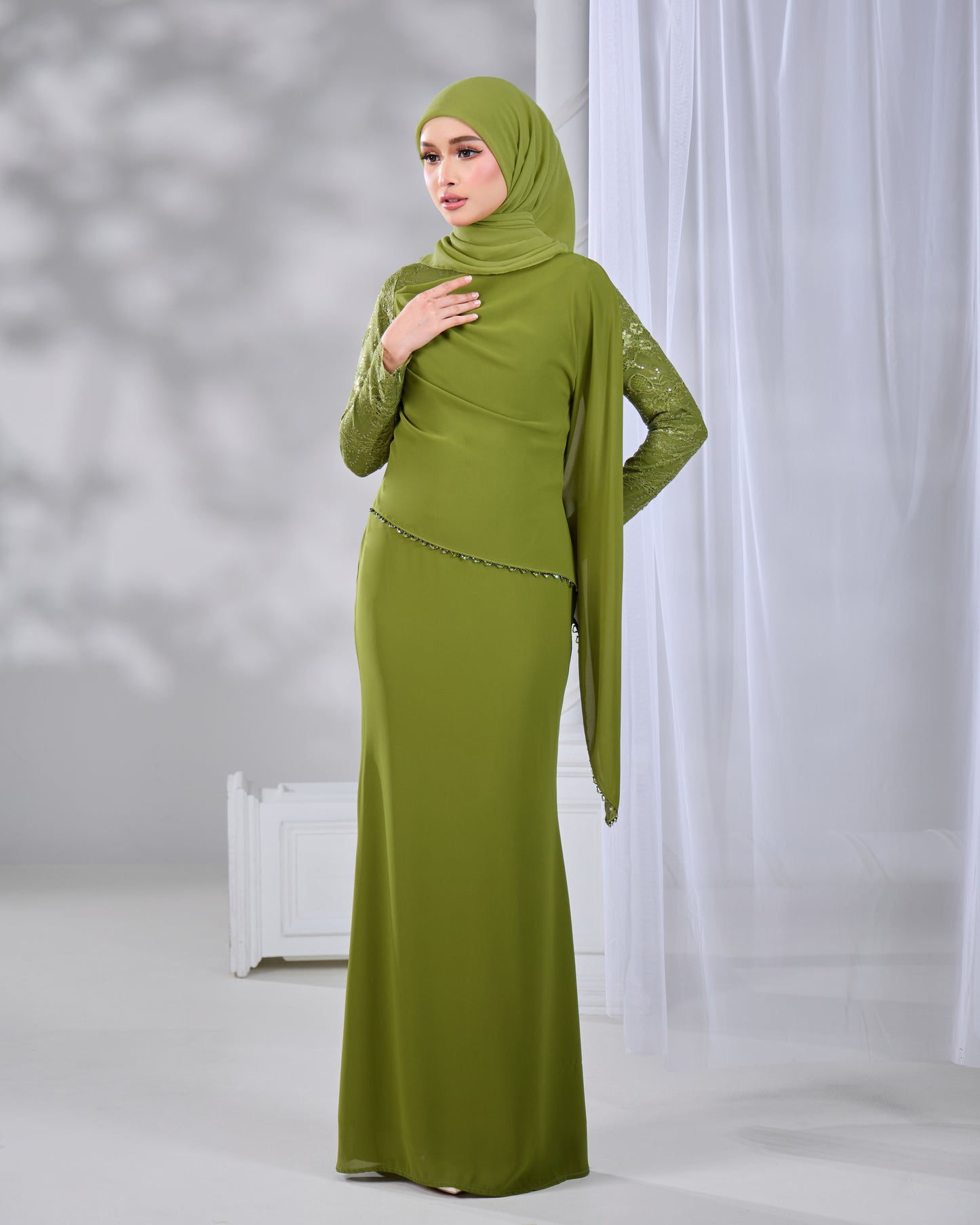 NADENE DRESS (OLIVE GREEN)