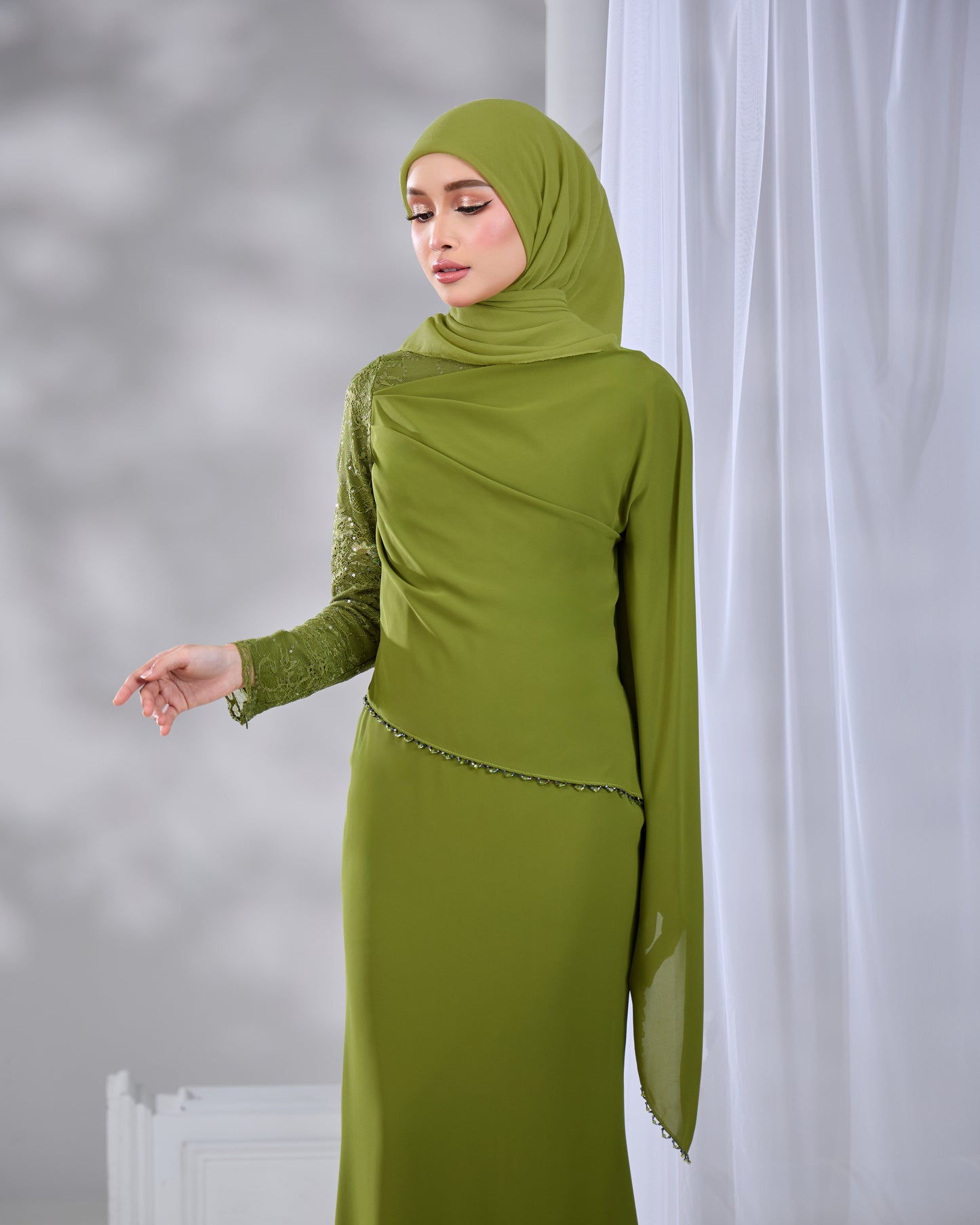 NADENE DRESS (OLIVE GREEN)