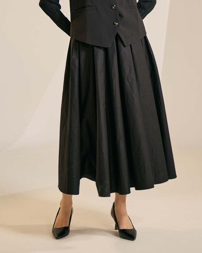 MINOR DEFECT PLAIN CIRCLE SKIRT (BLACK)
