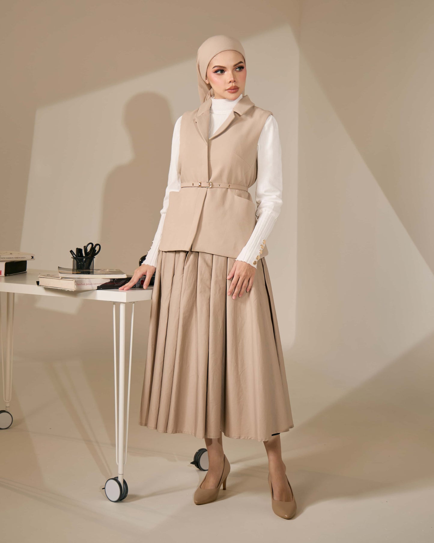 MINOR DEFECT PLAIN CIRCLE SKIRT (CHAMPAGNE)