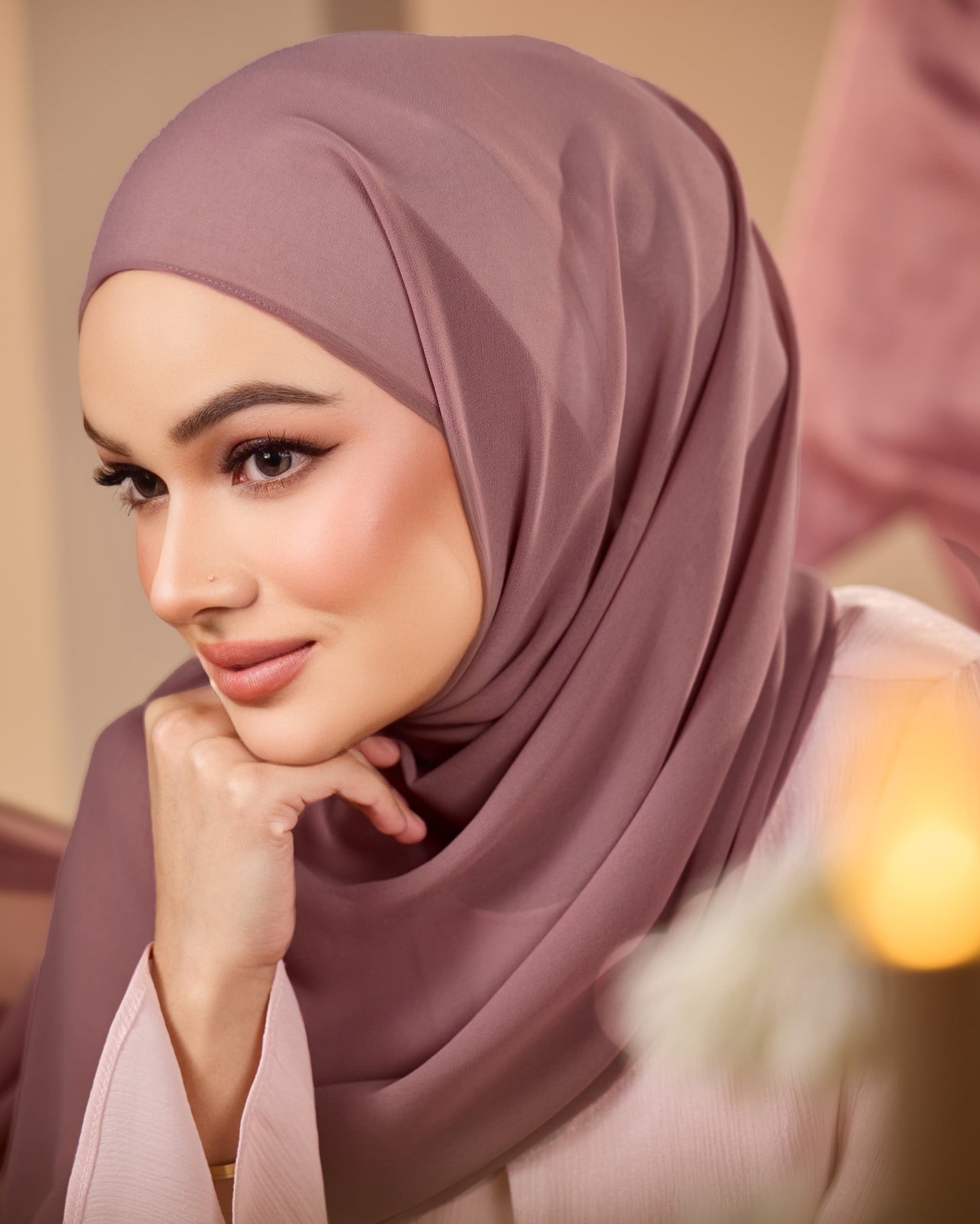 HANA CHIFFON SILK SHAWL (DARK MAUVE)