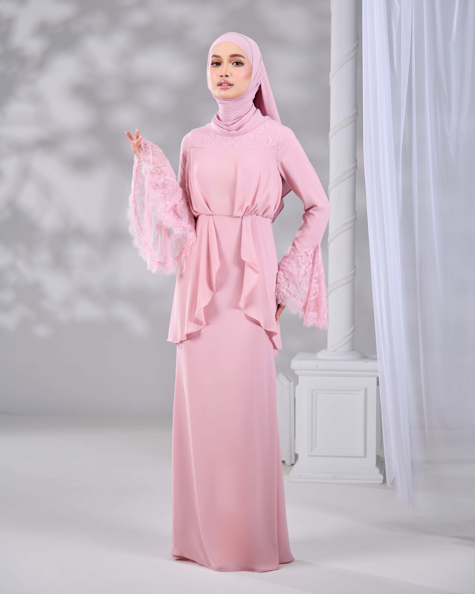 dusty pink hijab dress Daania Dress- Light Pink House of Salma