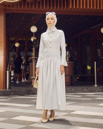 MINOR DEFECT TUNIC TIERED DRESS (OFF WHITE)