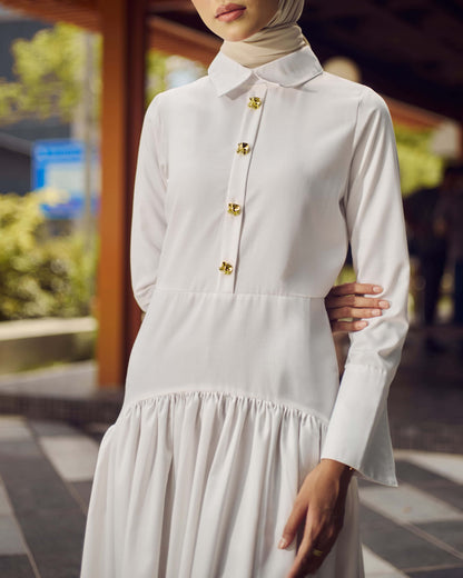 MINOR DEFECT TUNIC TIERED DRESS (OFF WHITE)