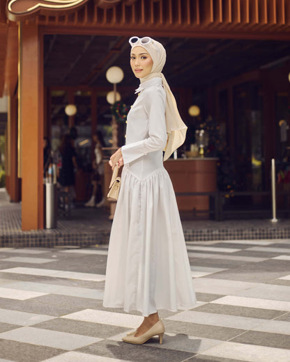 MINOR DEFECT TUNIC TIERED DRESS (OFF WHITE)