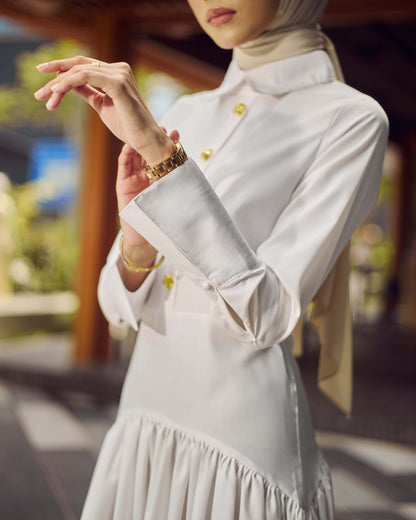 MINOR DEFECT TUNIC TIERED DRESS (OFF WHITE)