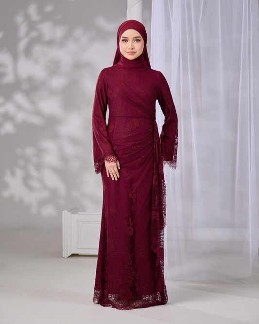 MIRANA DRESS (BURGUNDY)