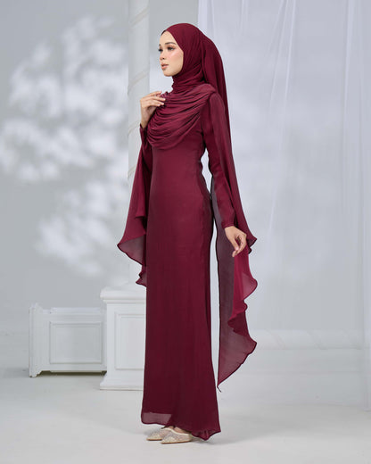 ARLENA DRESS (BURGUNDY)