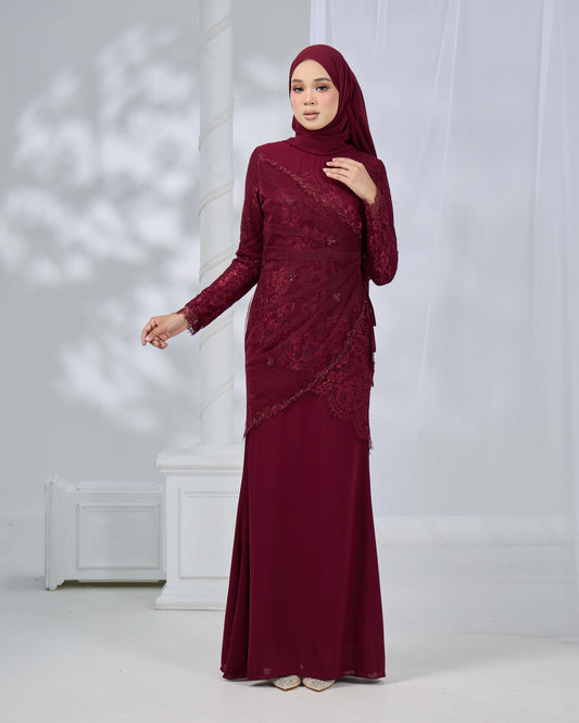 ERISHYA DRESS (BURGUNDY)