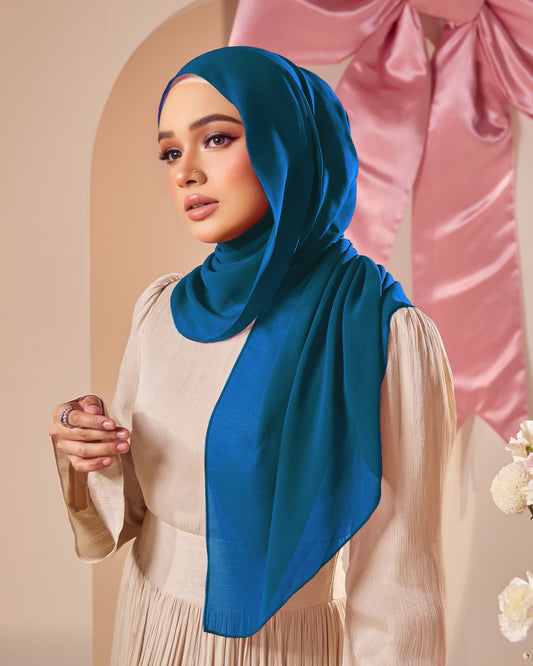 HANA CHIFFON SHAWL (TEAL BLUE)