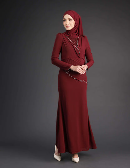 TIHANI DRESS (BURGUNDY)