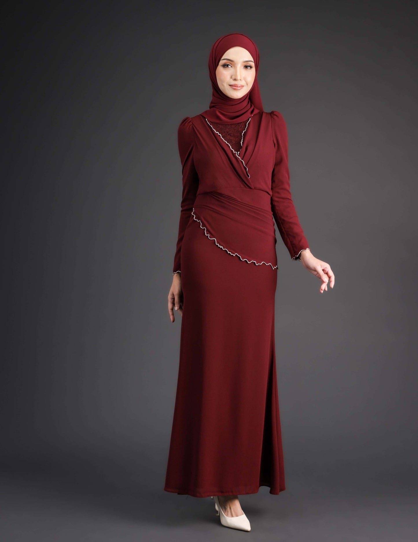 TIHANI DRESS (BURGUNDY)