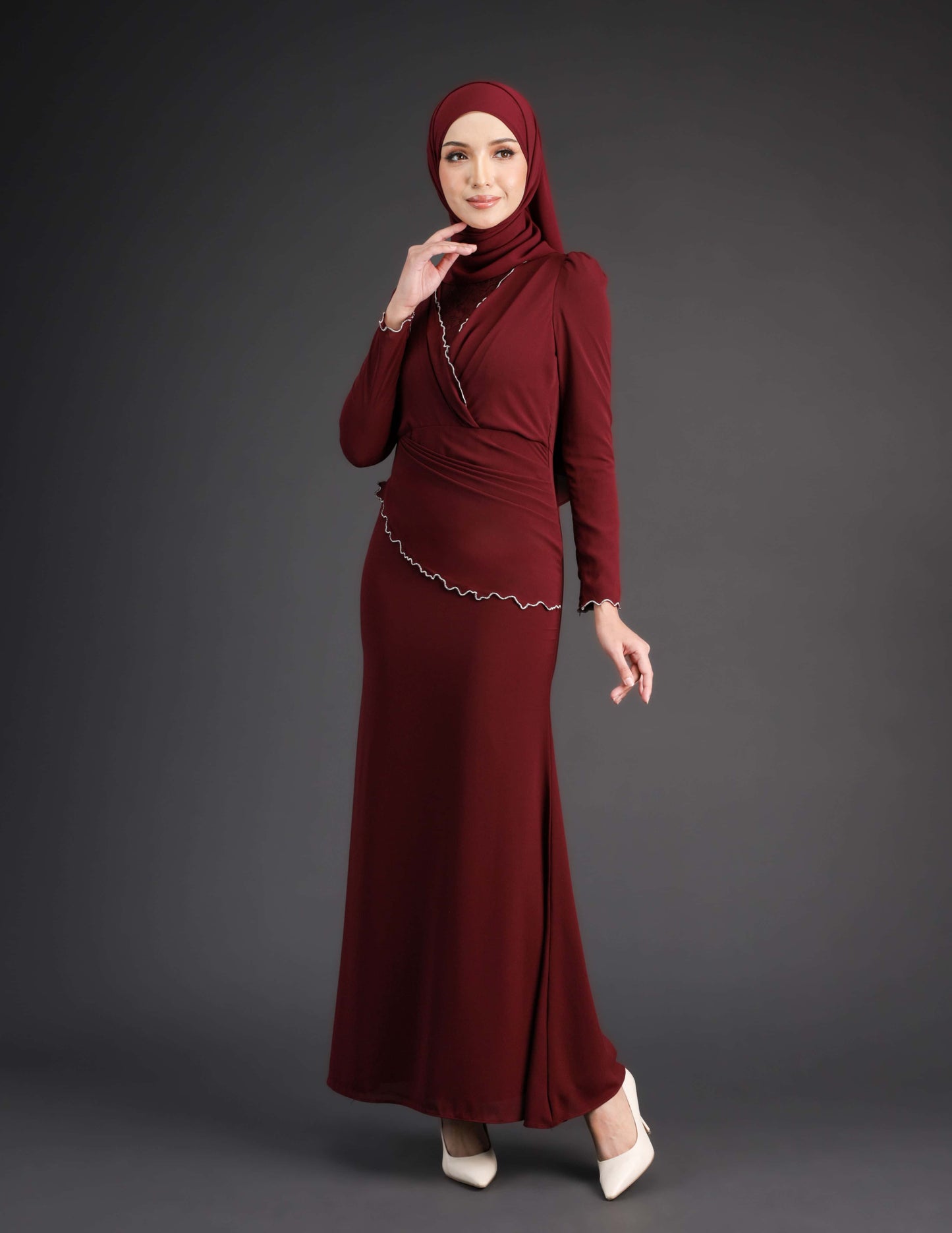 TIHANI DRESS (BURGUNDY)