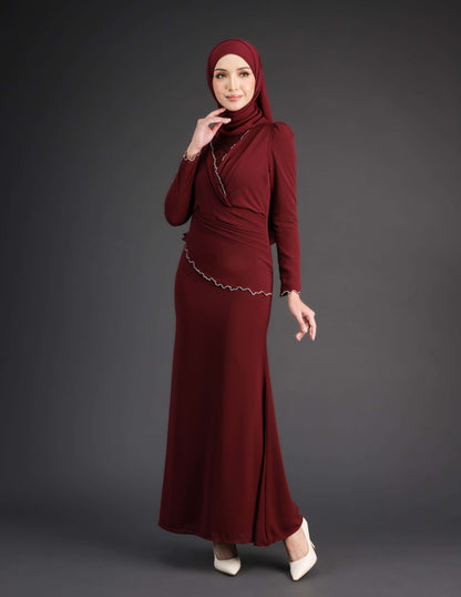 TIHANI DRESS (BURGUNDY)