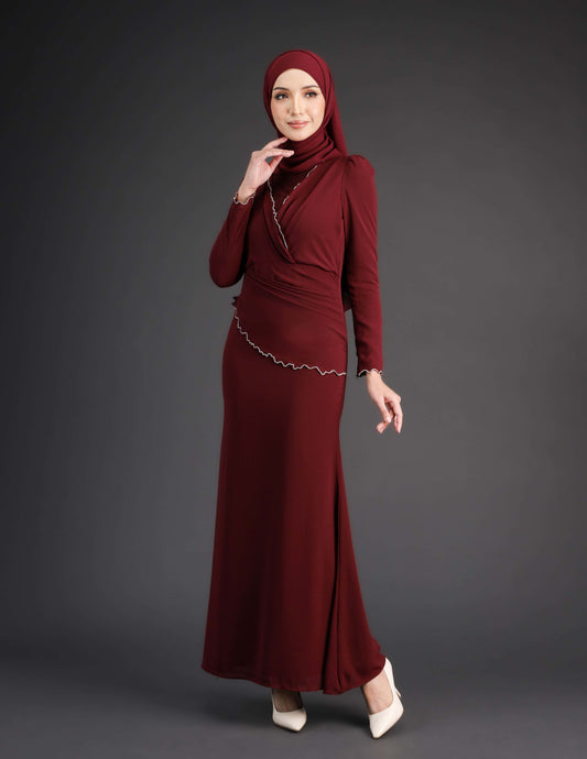 TIHANI DRESS (BURGUNDY)