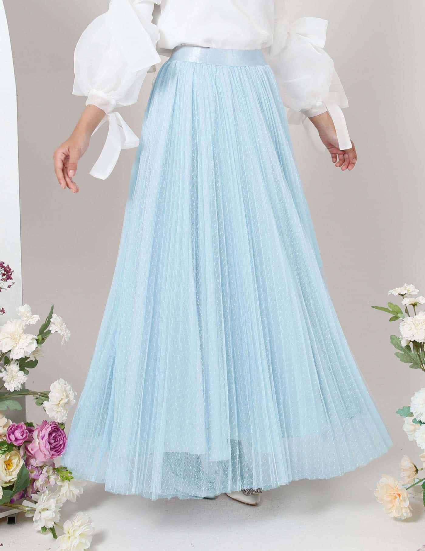 MINOR DEFECT TUTU PLEATED DOT SKIRT (AQUA BLUE)
