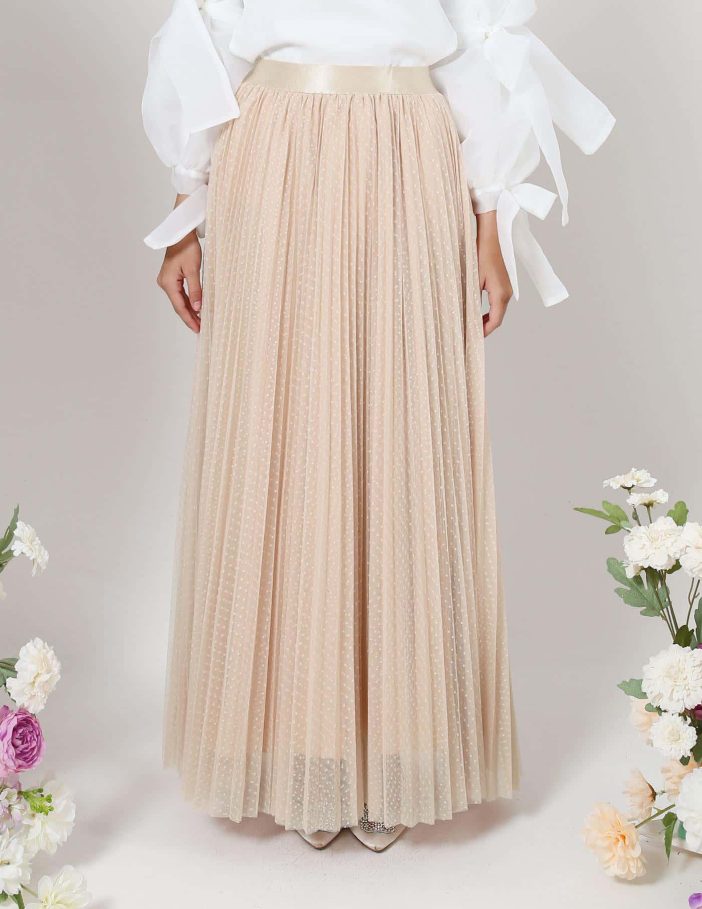 MINOR DEFECT TUTU PLEATED DOT SKIRT (CHAMPAGNE)