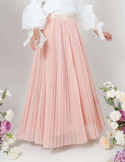 TUTU PLEATED DOT SKIRT (PEACH)