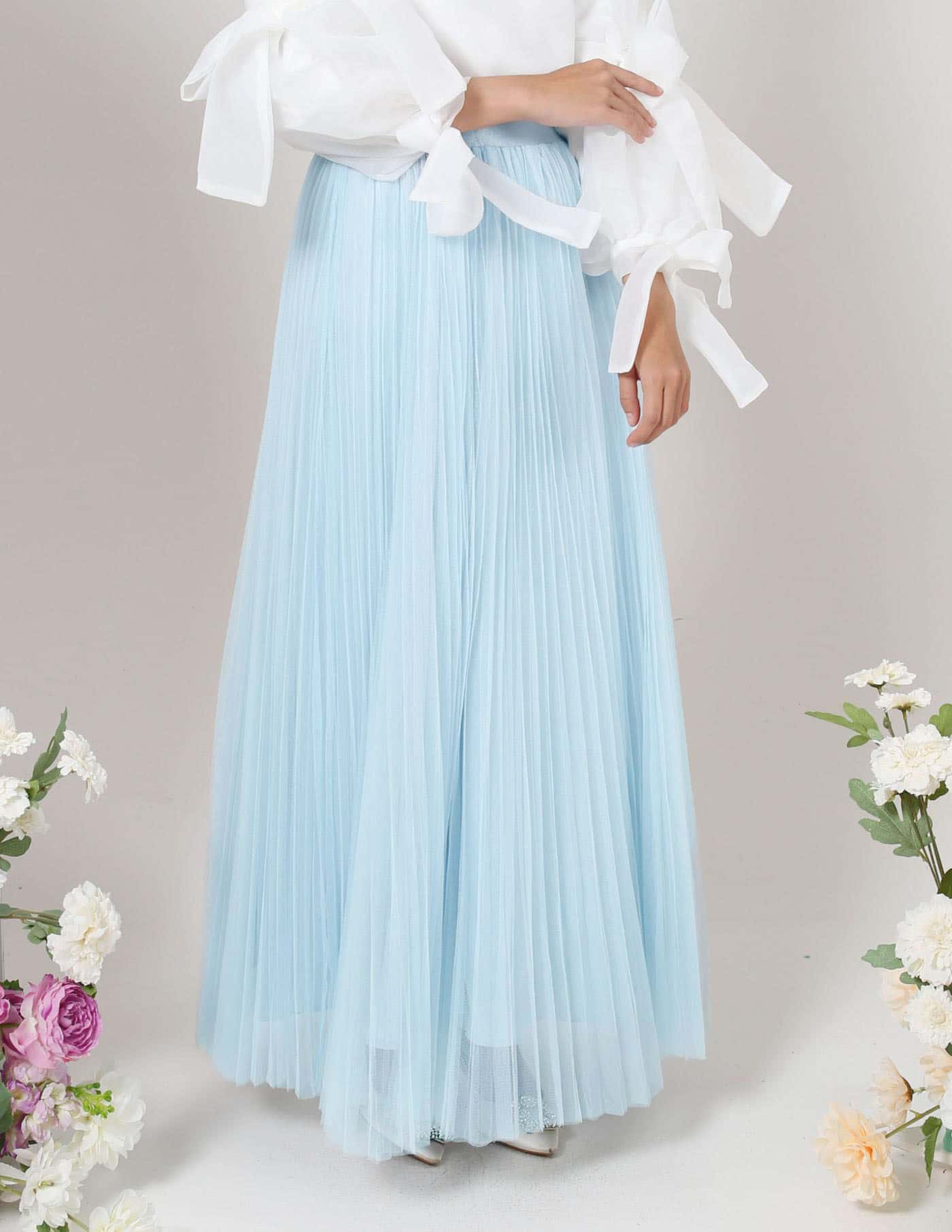 TUTU PLEATED SKIRT (AQUA BLUE)