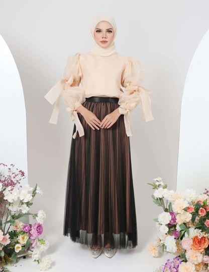 TUTU PLEATED SKIRT (BLACK NUDE)