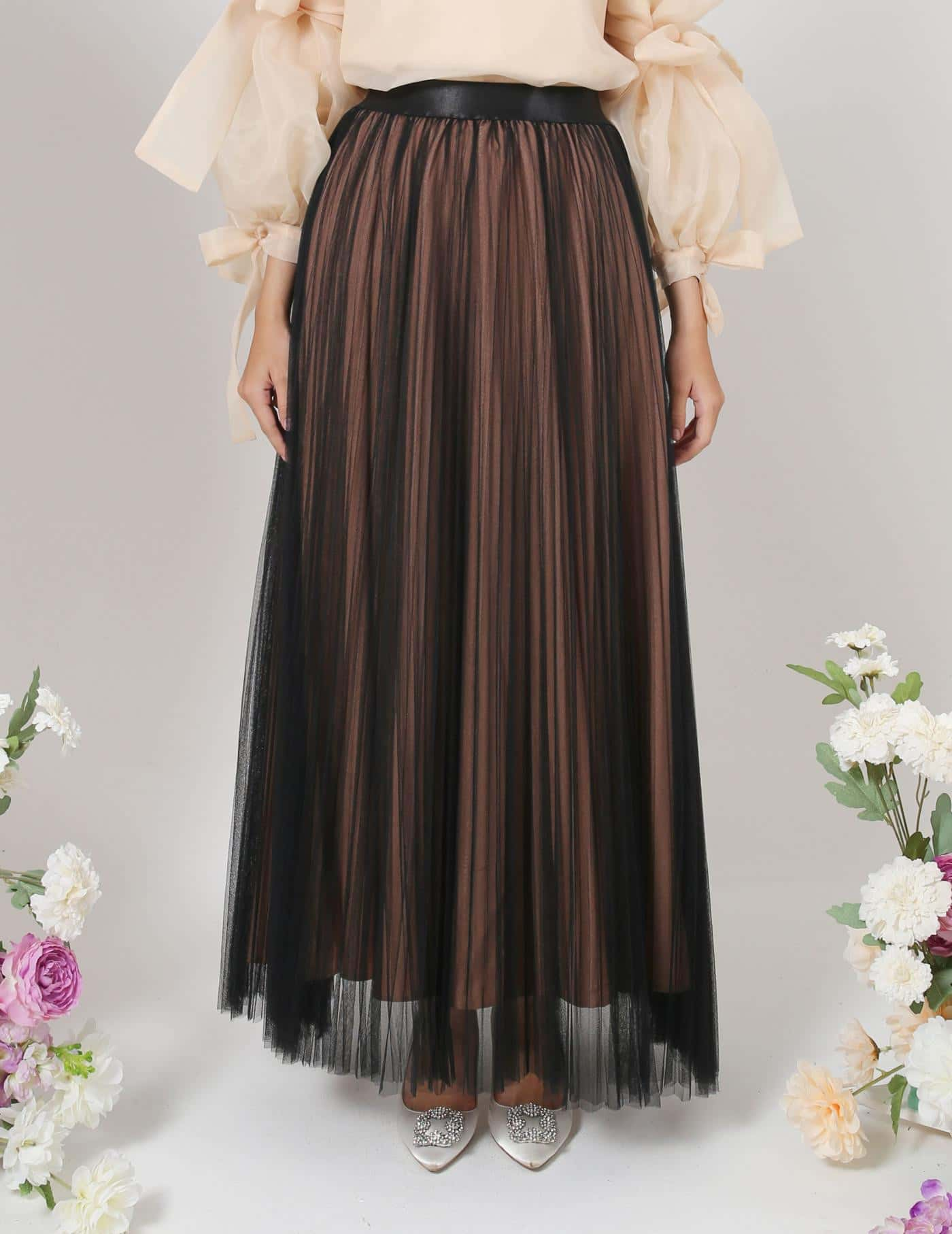 TUTU PLEATED SKIRT (BLACK NUDE)