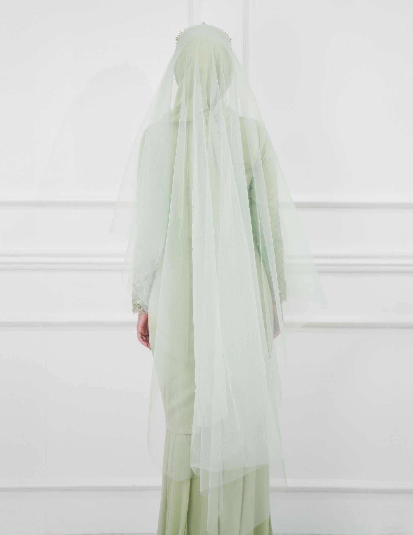 VEIL LONG PLAIN NET CODE A03 (GREEN TEA)