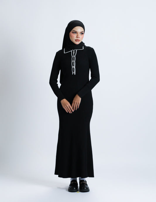 VICTORIA PLAIN DRESS (BLACK)