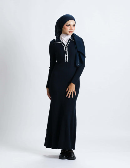 VICTORIA PLAIN DRESS (NAVY BLUE)