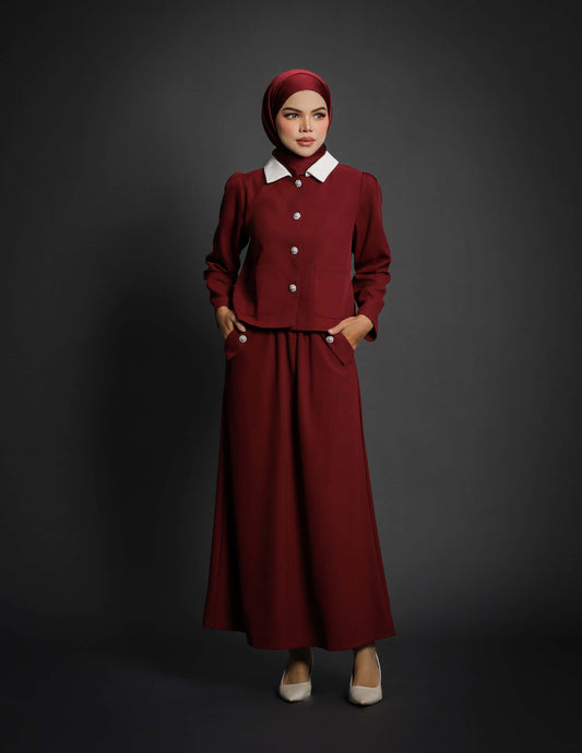 YURI DRESS (BURGUNDY)